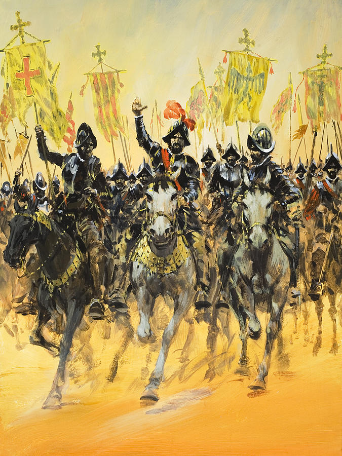 Painting of Spanish Conquistadors by Graham Coton