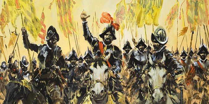 Painting of Spanish Conquistadors by Graham Coton